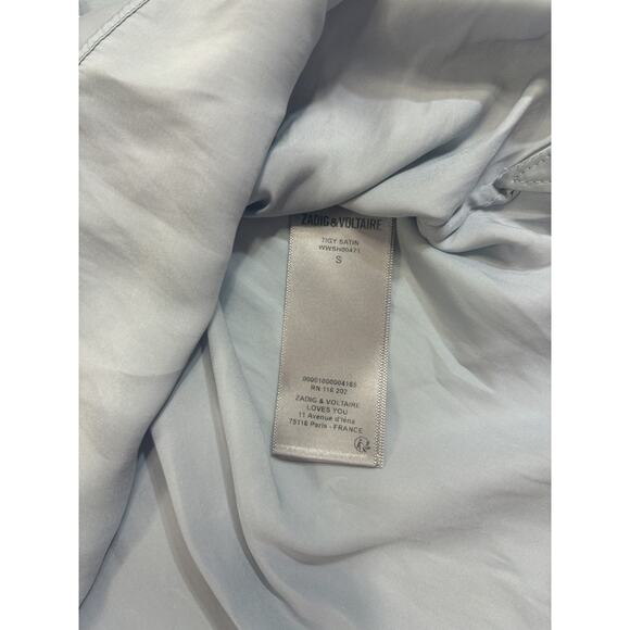 Zadig & Voltaire NWT Flaw Tigy Satin Blouse in Nuage Size Small MSRP $348 - Picture 6 of 7